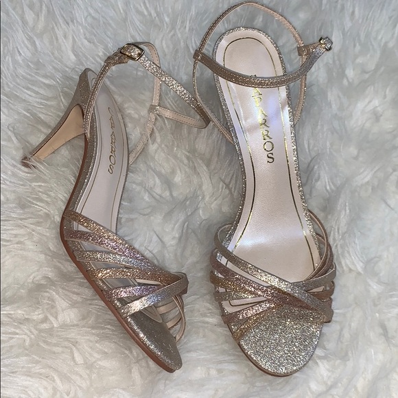 rose gold and silver heels